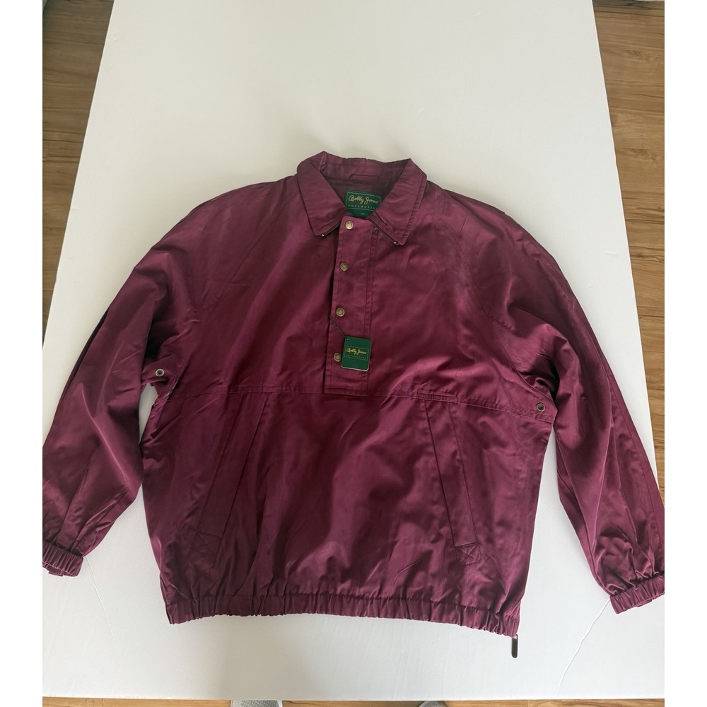 Bobby Jones Collection Silk Pullover Jacket XL Burgundy Golf Windbreaker Mens